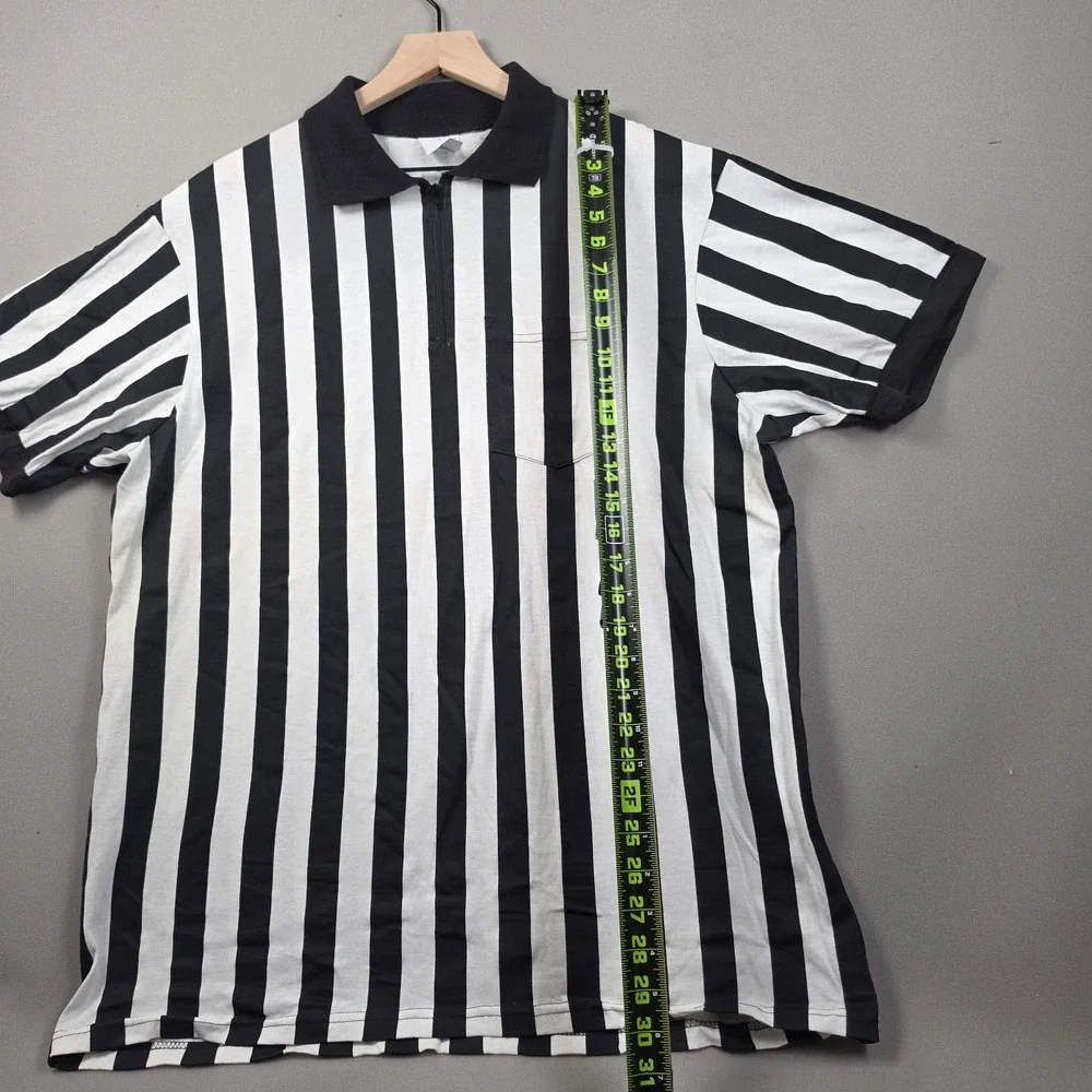 Majestic Vintage Referee Jersey Men's XL Black White Striped USA Made Ref Shirt